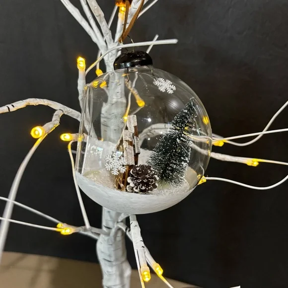 4" DIORAMA SNOWGLOBE GLASS ORNAMENT WITH SNOWY WINTER SCENE - Picture 3 of 11